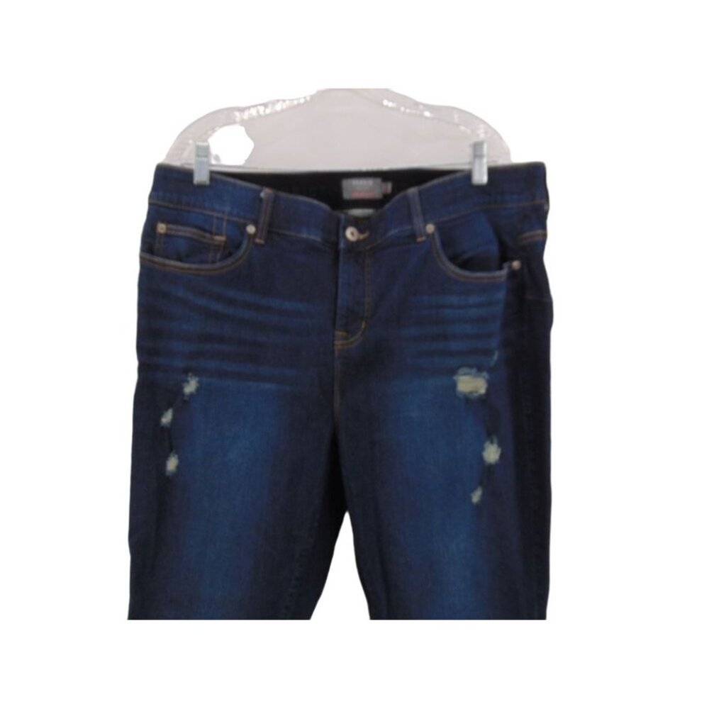 Torrid Bombshell Skinny Dark Blue Jeans 22T 22 Tall Stretch Denim Distressed - Picture 2 of 15